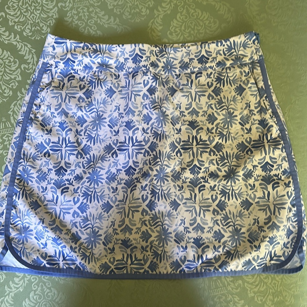 Vineyard Vines Performance Blue White pickleball Golf Skort Zip Up Sz 10 (H)